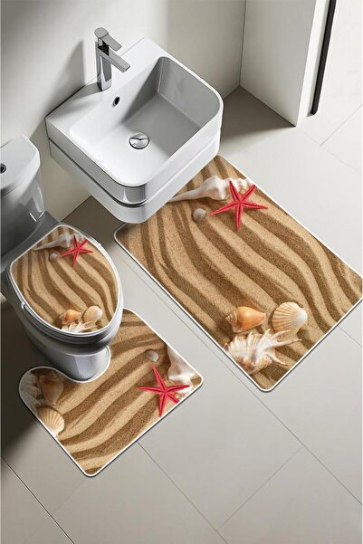 Dolce Mariee Modern Desenli Dijital Baskı 3’lü Banyo Paspas Takımı Yıkanabili...
