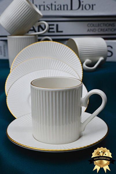 Heda Porselen طقم فناجين قهوة من البورسلين المطلي بالذهب مكون من 4 قطع من Eli...