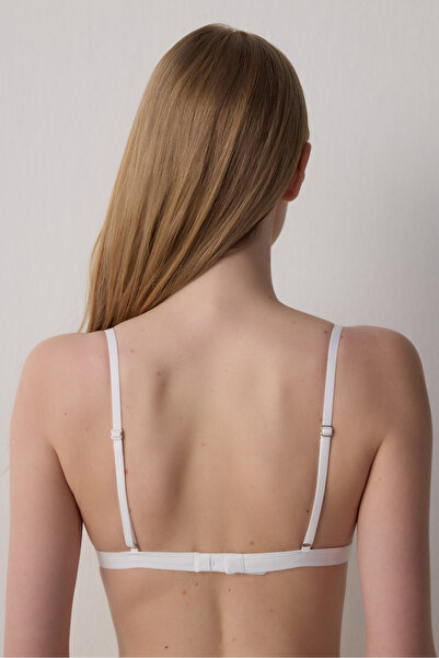 Penti Αξεσουάρ από λευκή δαντέλα με λουλούδια, τριγωνικό σουτιέν χωρίς επένδυση και χωρίς επένδυση