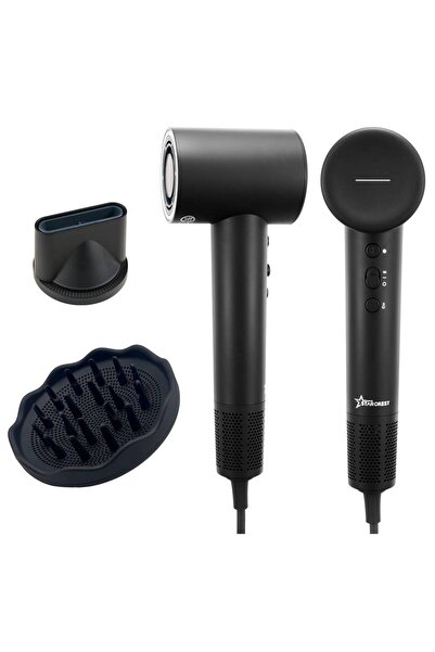 STARCREST Uscător de păr SHD-2BK-DIF, difuzor pentru păr creț, 1600W, ionic, 3 călduri, 2 viteze, jet de aer rece