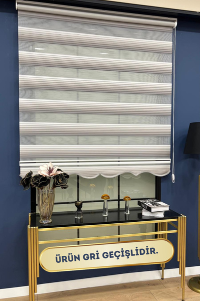 VOLPER MEKANİK Volper Vp465 Zebra Stor Perde Renk Geçişli Pliseli Gri Antrasit