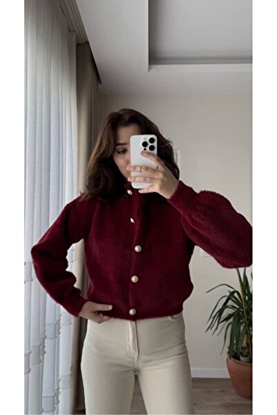 ThisBest Women's Soft Bearded Yarn Balloon Sleeve Buttoned Winter Knitwear Ca...