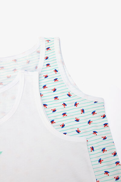 Penti Boy's Surf Buddies Cotton Optical White 2-Piece Undershirt