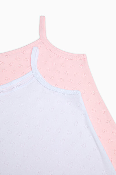 Penti Girl's Lovely Pointel Cotton Multi-Colored 2-Piece Undershirt