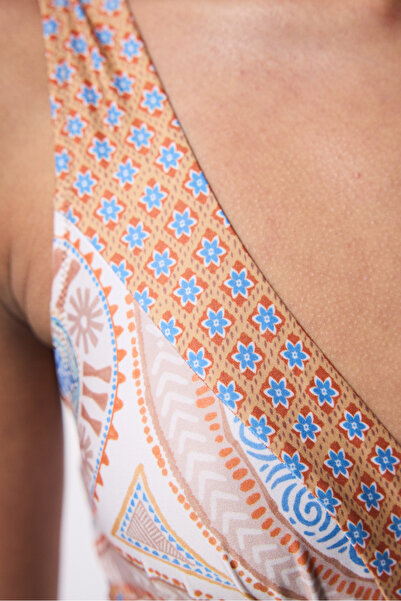Penti Della Ethnic Pattern Removable Covered Swimsuit