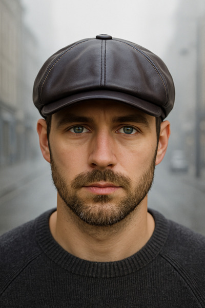 PaminBags Aksesuar Hakiki Deri Parçalı Kasket Şapka