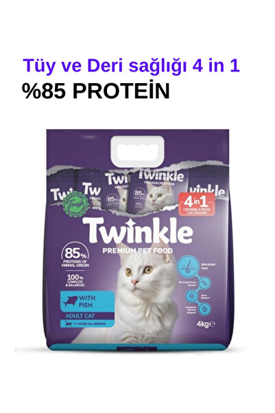 Twinkle Kedi & Köpek Maması Balıklı Yetişkin Kedi Maması 4 kg %30 Protein Ome...