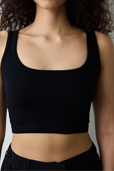 Penti Seamless Square Neck Black Crop Top