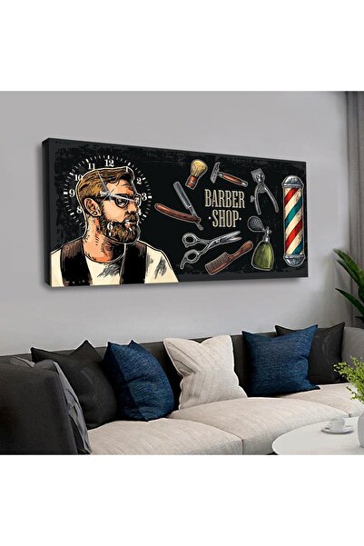 Zevahir Mobilya Dekorasyon Erkek Berber Saatli Kanvas Tablo