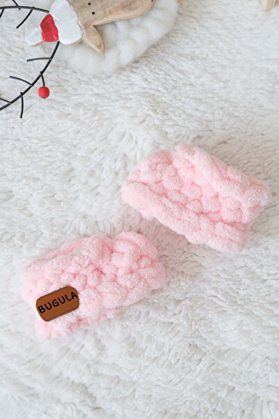 Bugula Newborn Knitted Slippers 0-3m Baby Girl Handmade Alize Puffy Baby Soft...