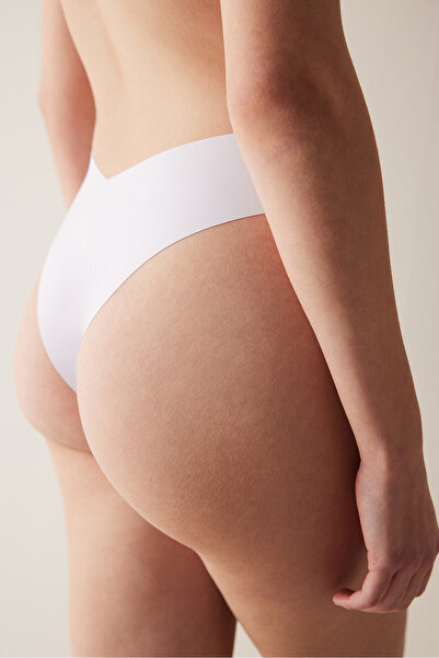 Penti # Traceless Lacer Cut Micro V Shape White Brazilian Panties