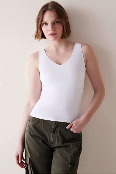 Penti V Neck White Top