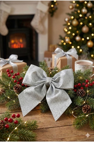 Çemrek Süs Parti Yılbaşı Fiyonk Kapı Süsü Duvar ve Paket Süsü 30 cm 1 Adet