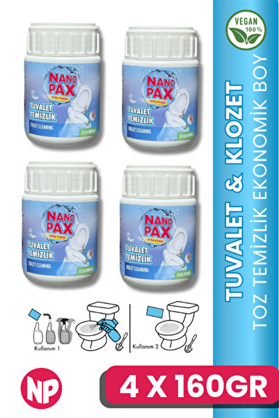 NanoPax TUVALET & KLOZET TEMİZLİK TOZU EKONOMİK BEBEK BOY 4 X 160GR
