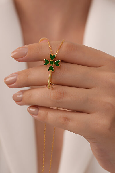 AİCHA JEWELLERY 925 Ayar Gümüş Üzeri Altın Kaplama Şans Kolyesi – El Yapımı