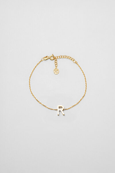 So CHIC... My Story R Harfi 18 Ayar Sarı Altın Kaplama 18 Cm Gümüş Bileklik