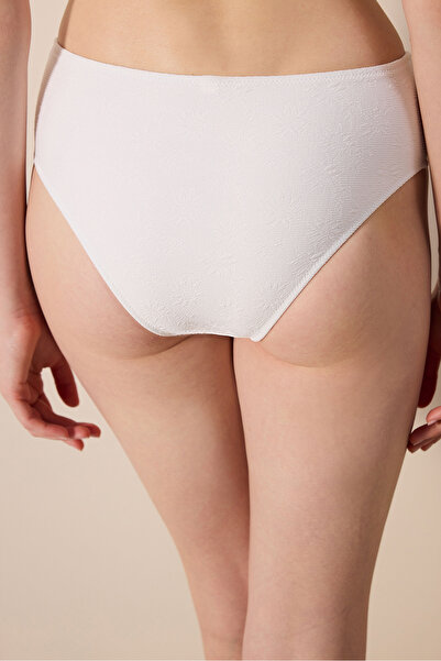Penti Daisy Rib Hipster strukturierte Bikinihose in Off-White