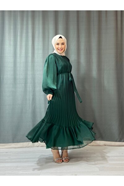 Papatya Giyim İzmit Γυναικείο φόρεμα σιφόν με πλισέ Janjan Hijab