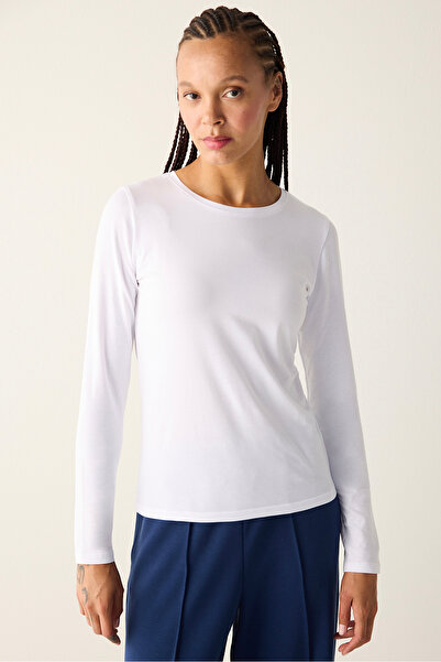 Penti Weißes Basic-Langarmoberteil aus Baumwolle