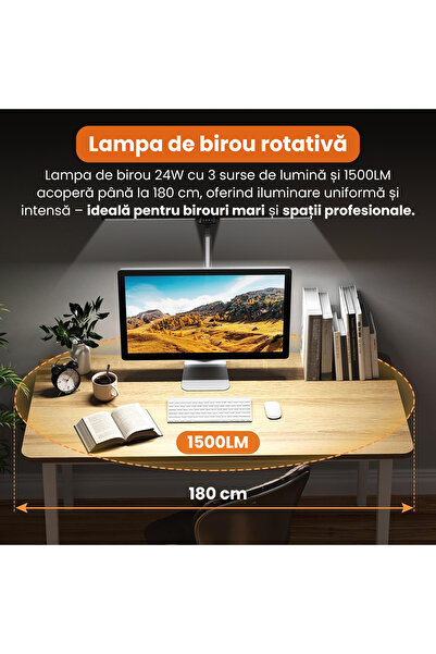 OEM LED desk lamp, foldable arm, 5 brightness levels, 4 color temperatures, remote control