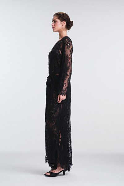 Penti Pirra Lace Black Dressing Gown - Privee Collection