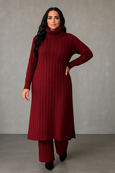 MAY MARA Women's Hair Knitting Detail Long Tunic 2 Pack Pants Suit