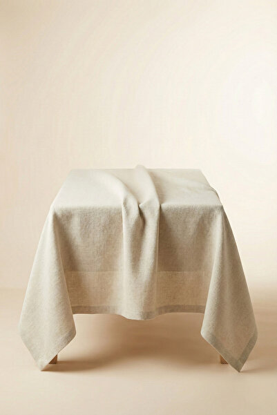 Kayasoft Keten Dokulu Bej Masa Örtüsü – Farklı Ölçüler, Dikdörtgen Form, Şık ...
