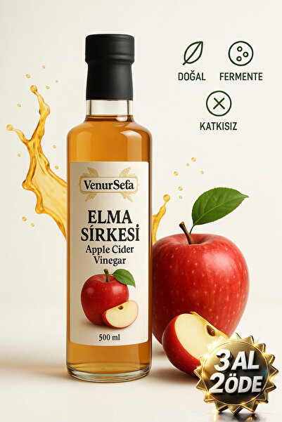 Venur Sefa Sağlığınız İçin %100 Doğal Elma Sirkesi – Fermente, Katkısız, Ev Tipi Üretim 500 Ml