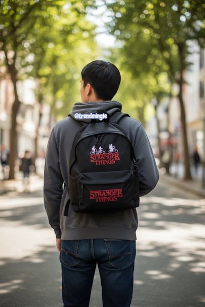 DEEFWEAR Stranger Things Bisiklet Logo Okul, Dershane, Kurs Baskılı Sırt Çantası-Trendmingle