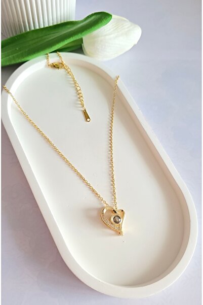 MİLUNXTE قلادة من الفولاذ بعبارة أحبك بـ 100 لغة مع قلب - هدية رومانسية وذات ...