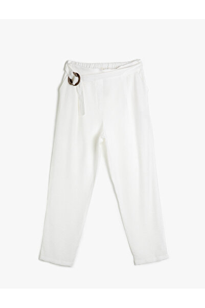 Koton Дамски панталон в цвят екрю 9YAK43542EW