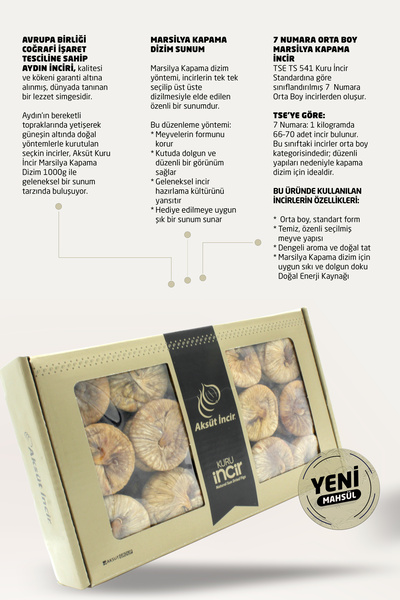 mehmet aksüt aksüt group Kuru İncir Marsilya Kapama Dizim 1000g Aydın İnciri (AB Coğrafi İşaretli)