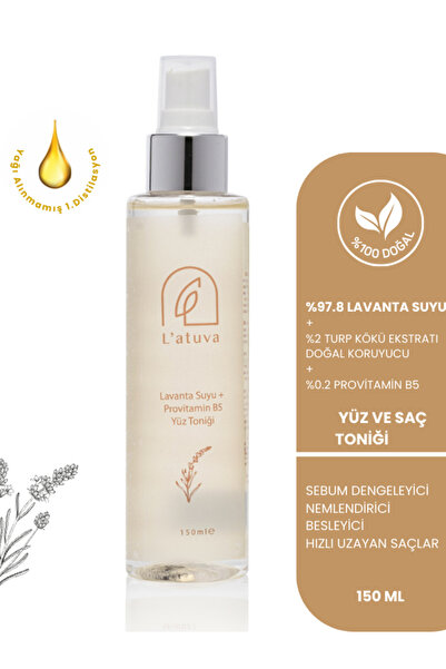 L'atuva Lavanta Suyu %100 Doğal Ve Saf, Canlandırıcı, Besleyici Tonik 150 ml (Provitamin B5 ile Nemlendirir)