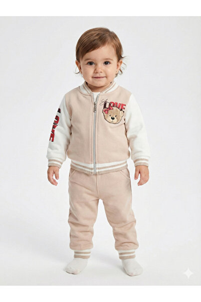 Mini Baray Girl baby printed 3-piece tracksuit set (sweatshirt, pants, jacket...