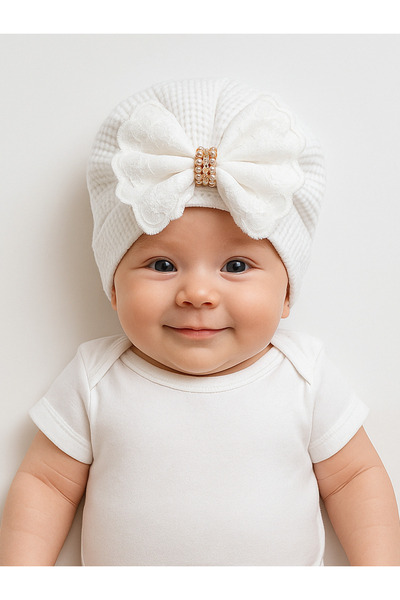 BABY WEAR Kız Bebek Fiyonk Detaylı Bone/Bandana