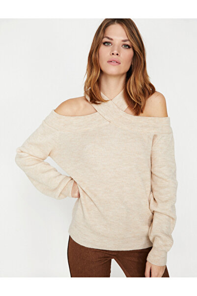 Koton Damen Ecru Arzu Sabancı für Koton Pullover 9KAK92622HT