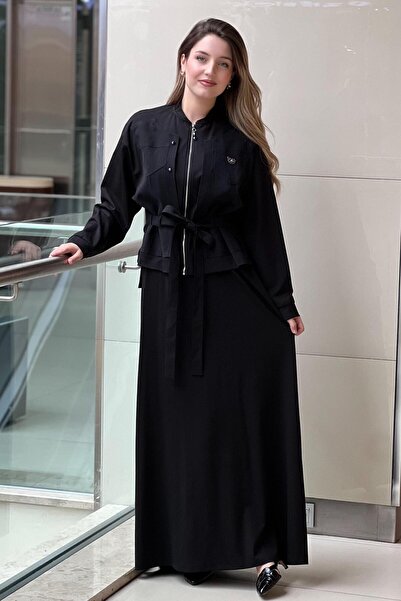 Ceremony Inner Dress Bamboo Front Two Slits Stone Detailed Set