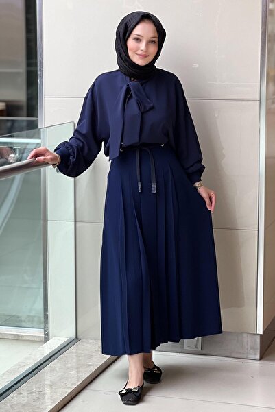 Ghisa Drawstring Pleated Patterned Skirt