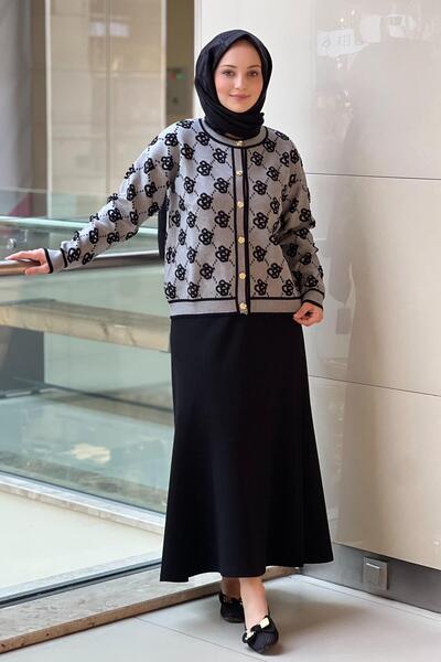 Ghisa Rose Patterned Knitwear Cardigan