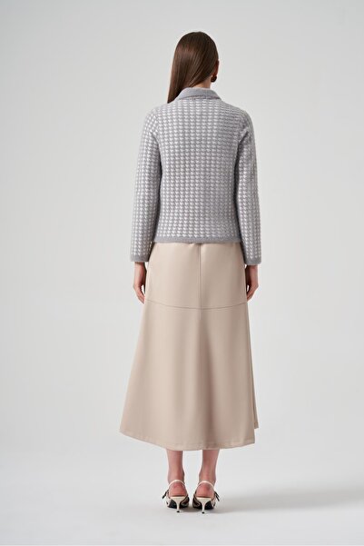 Nuss 7007 Little Houndstooth Pattern Shirt Collar Cardigan