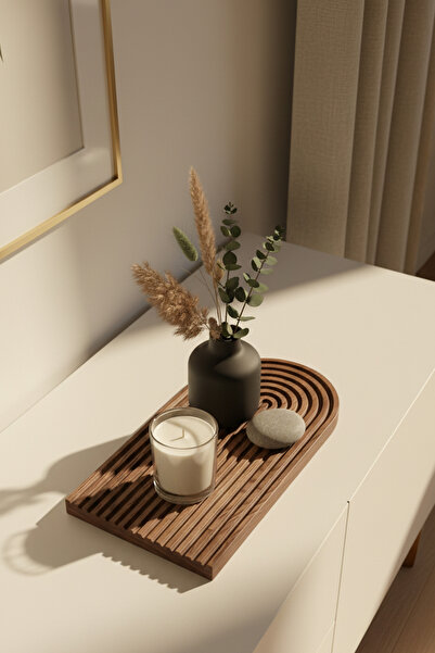 KHAKMA Wavy Oval Dark Wood Presentation Board |   30X17.5 cm Serving & Presentation Plate |