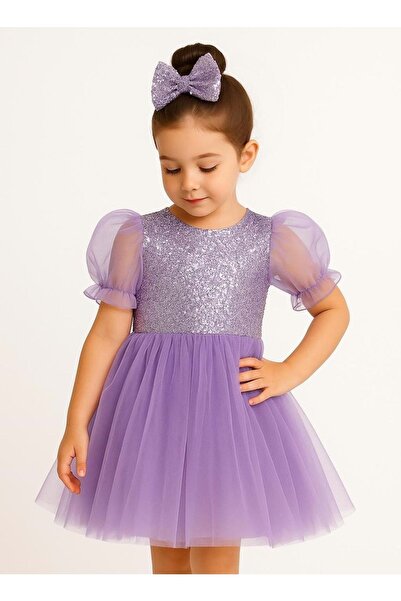 s.t. sebat tekstil فستان بناتي بأكمام بالون وتنورة توتو M00751