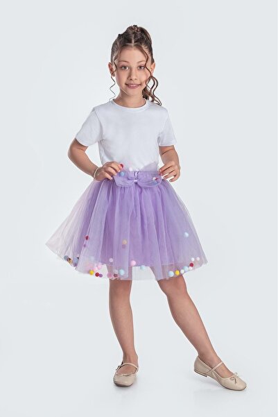 s.t. sebat tekstil Tulle Girl's Ribbon Children's Skirt Sb726
