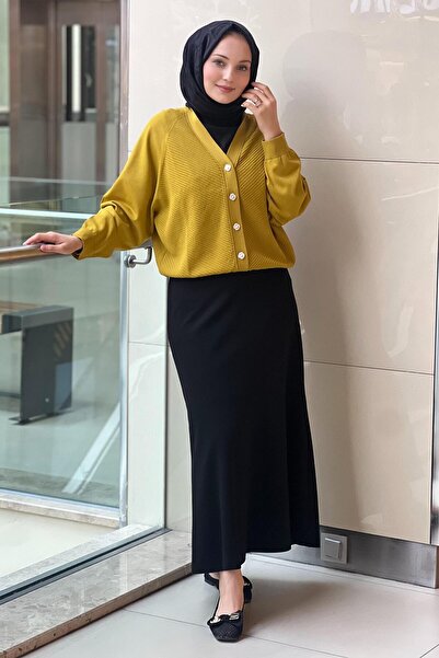 Ghisa Wick Patterned Raglan Sleeve Mercerized Cardigan