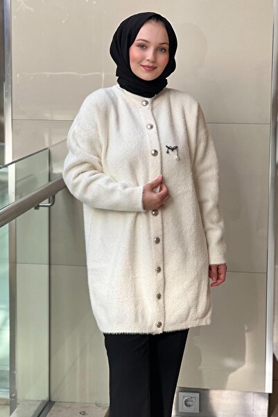 Nuss Basic Angora Cardigan with Front Snaps