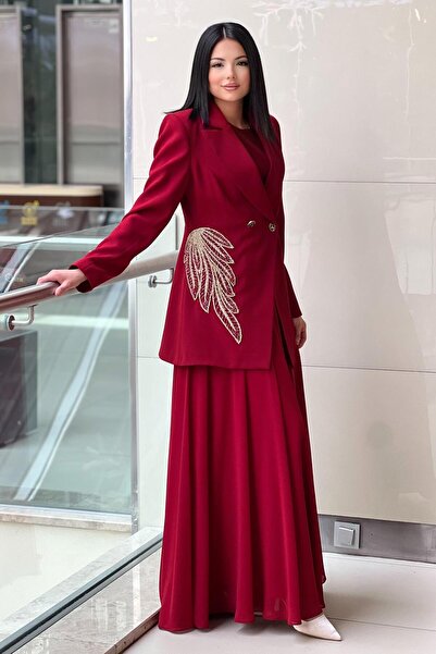 White Corner Ceketi İşlemeli İçlikli Etekli 3'Lü Takım