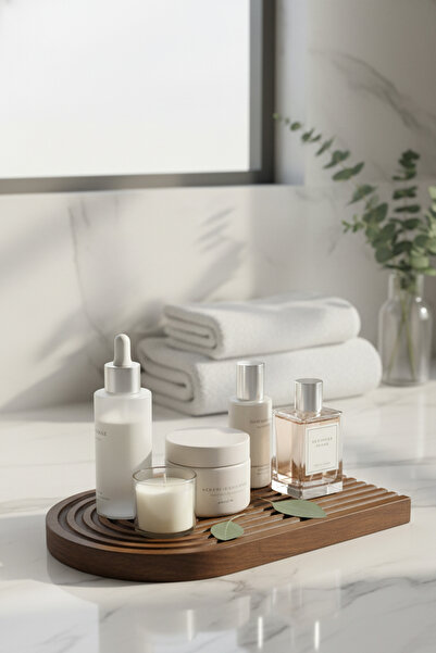 KHAKMA Dark Color Wavy Wooden Presentation Board |   Wooden Serving Plate |   Breakfast Cheese Serving Tray -24.5X17.5 cm