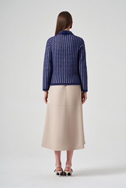 Nuss Houndstooth Patterned Angora Cardigan