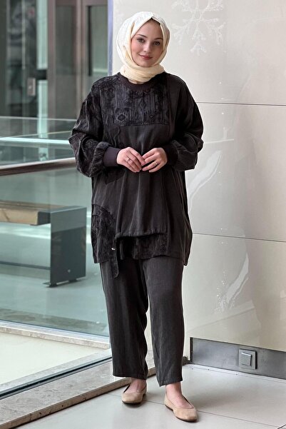 Ghisa Ethnic Patterned Asymmetrical Tunic Pant Set