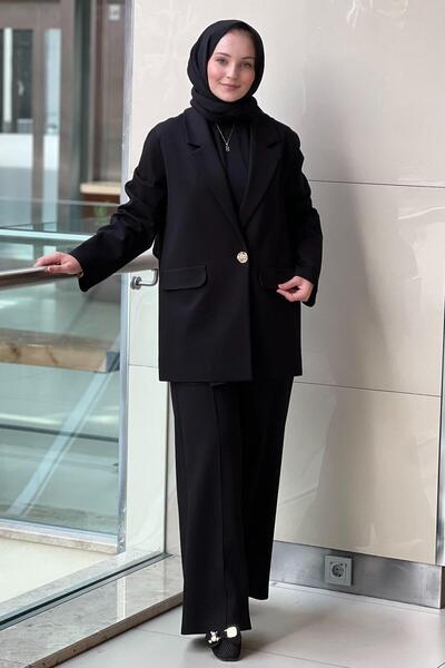 Ceremony بدلة بليزر بزر واحد مع سترة فولاذية وبنطلون